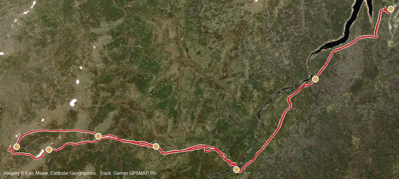 Satellite overview of the full route with all stops marked