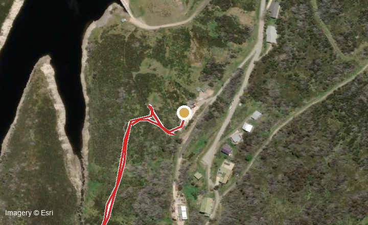 Satellite map showing where "Setting Off β Guthega Car Park" was